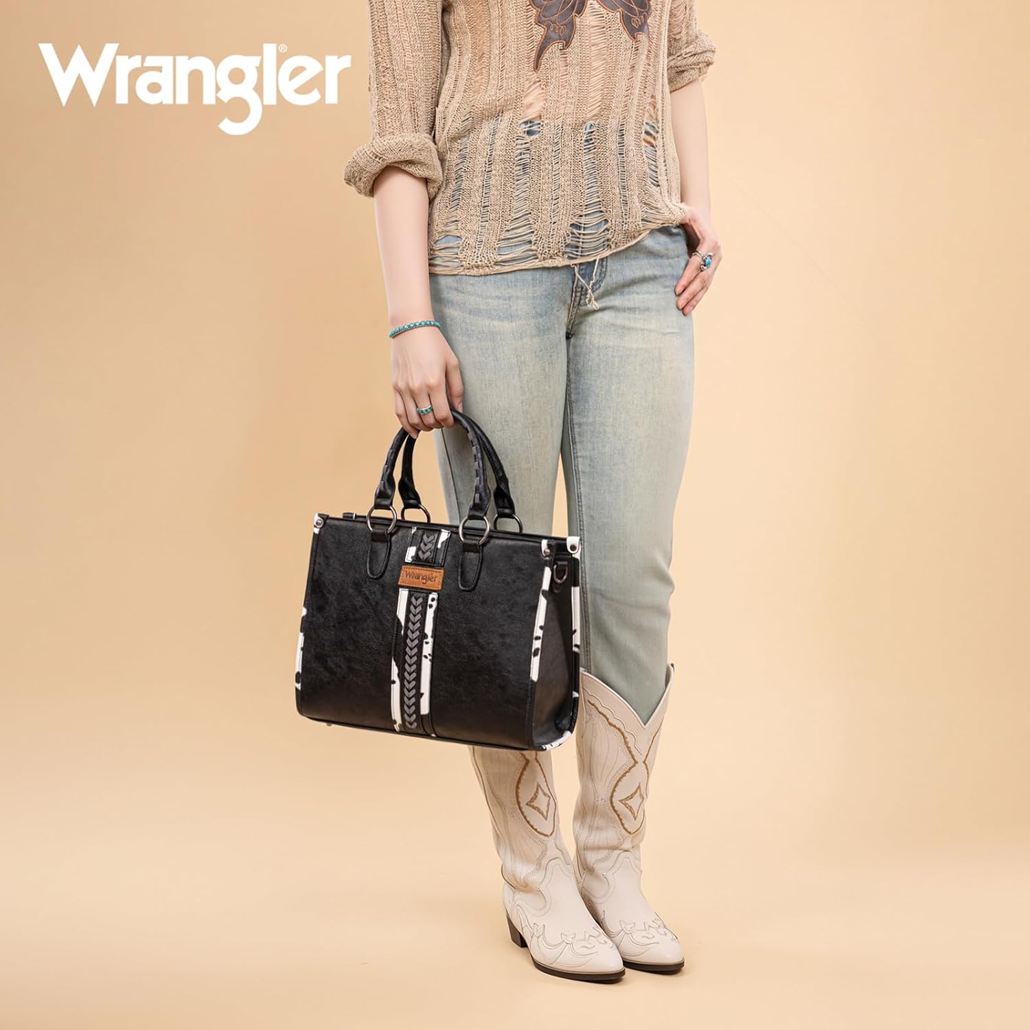 Montana West Wrangler Animal Print Tote Bag for Women Western Purse Boho Top Handle Satchel Handbag - Image 2