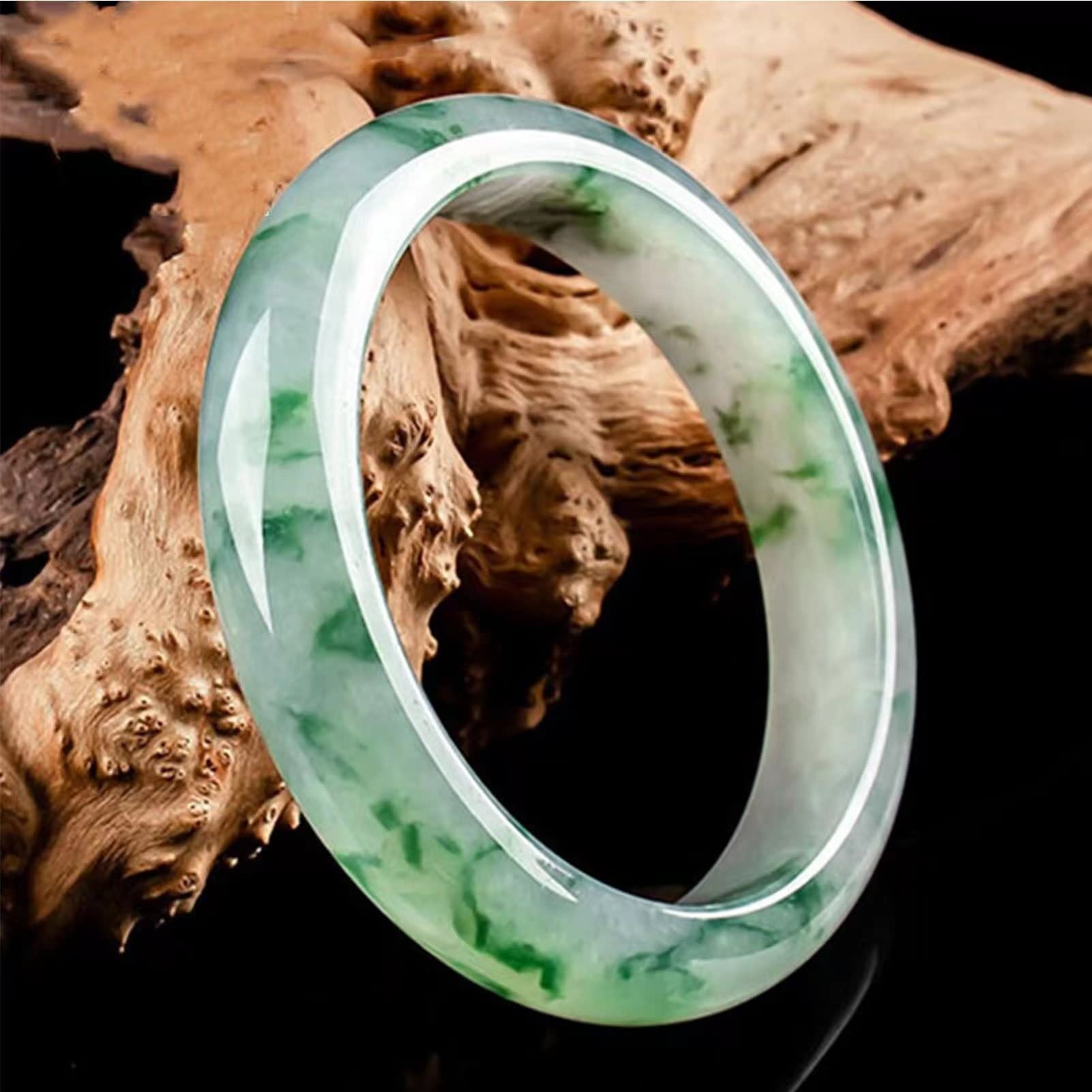 Pulsera de Jade de Jade Natural para Mujeres Pulsera de Jade de la Barra de la Barra del Hielo para Mujeres (Color: Verde, tamaño: 63 mm)