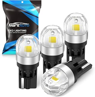 Marsauto 168/194 T10 LED Bulbs 6000K White Super Bright 2835SMD Pack of 4 - Reverse Dome Map License Plate Lights