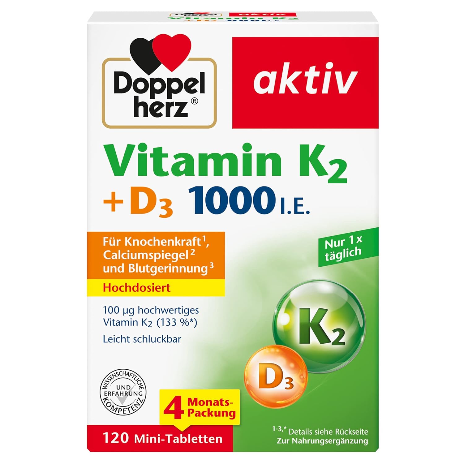 Doppelherz Vitamin K2 + D3 1000 I.E. Vitamin D und K tragen im