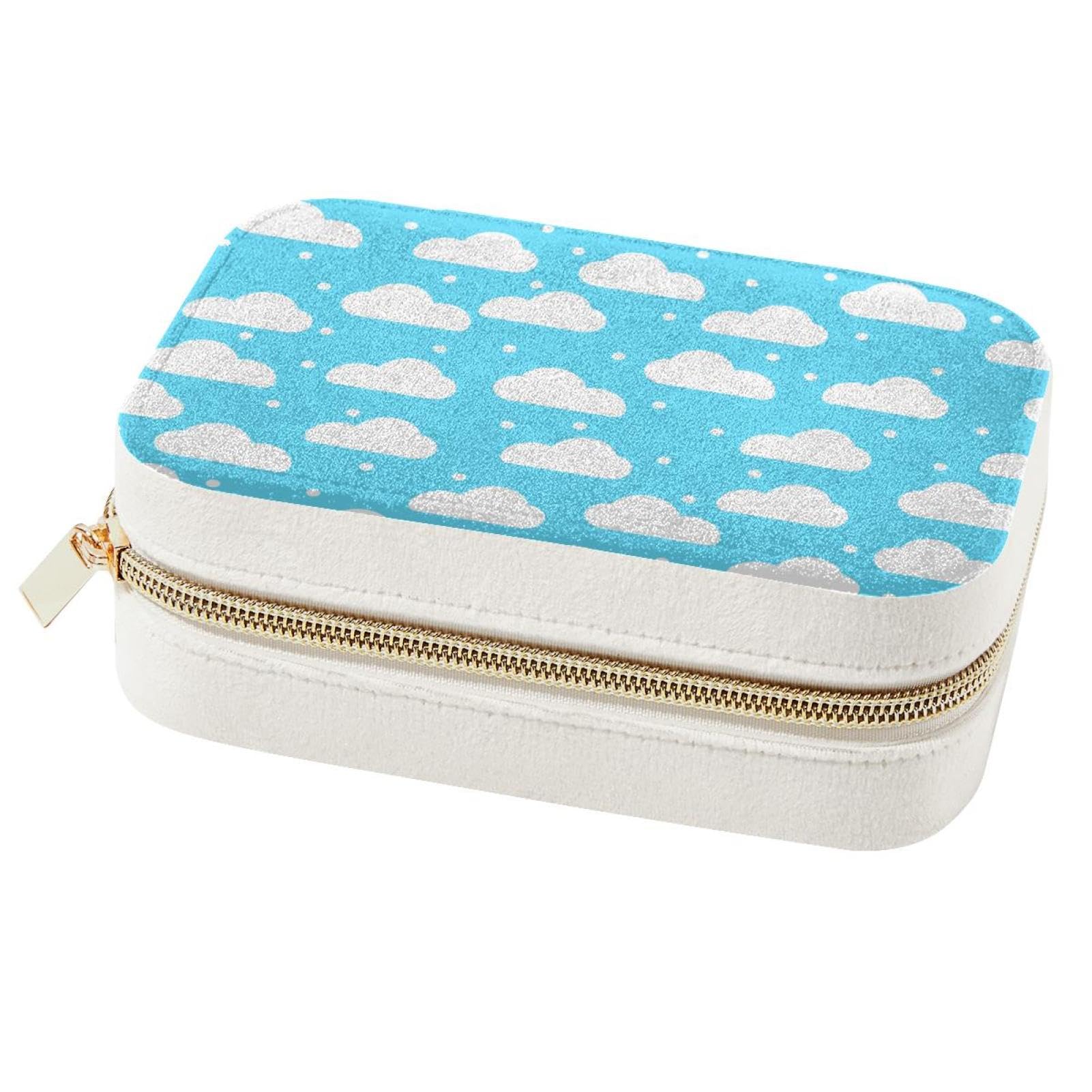 Boîte à bijoux portable en nuage blanc pour le rangement de voyage