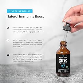 NutraChamps Liquid Zinc for Kids & Adults, Vegan, Pure Ionic Zinc Drops Enhanced with Vitamin C, Supplements for Immune Support, Sugar-Free Liquid 4 oz