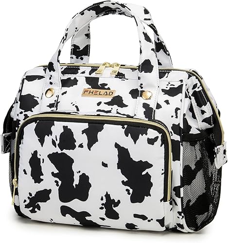 Miniatura 7 de Pequeña bolsa de pañales,Bolsa de pañales para niños pequeños,Mini Tote para ir de compras y caminar,Mochila compacta para viajes, Vaca1, Classic