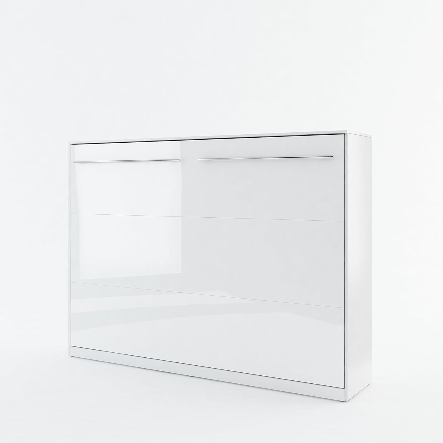 Concept PRO - Cama de pared horizontal plegable (140 x 200 cm), color blanco brillante