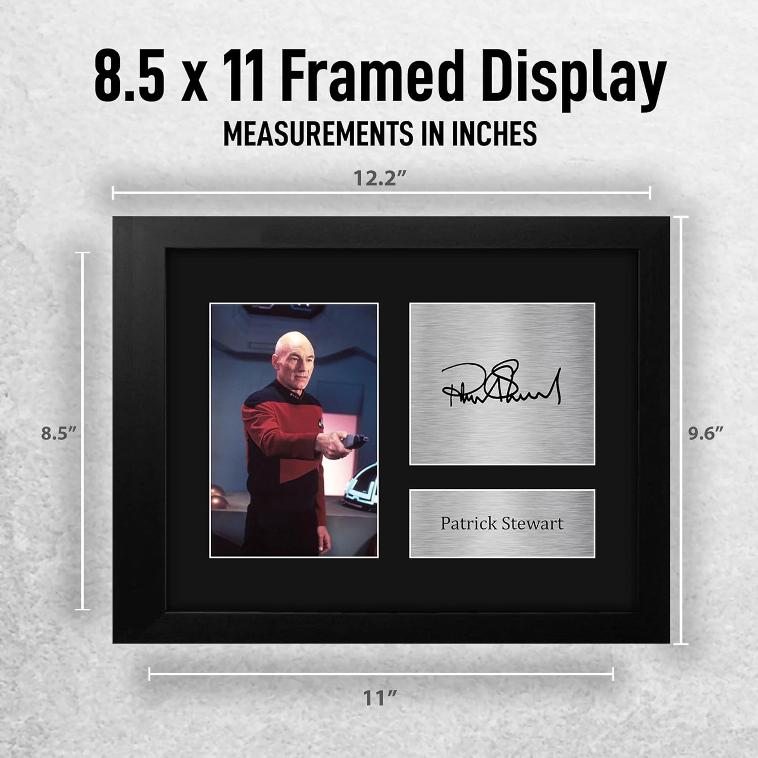 HWC Trading Patrick Stewart Star Trek Picard Gifts USL Framed Printed Signed Autograph Picture for TV Show Fans - US Letter Size