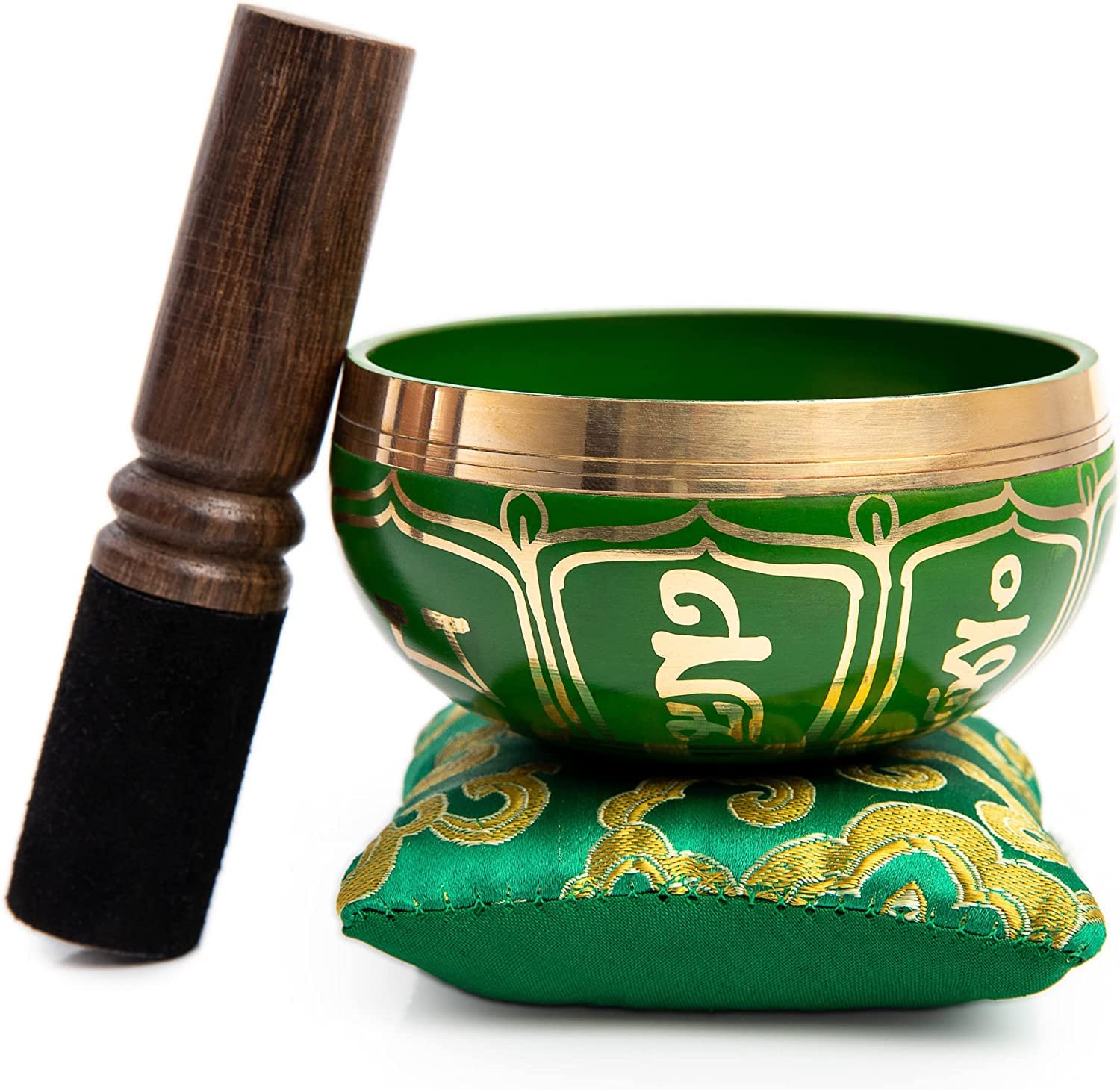 Tibetische Klangschalen-Set – einfach zu spielen für Anfänger – authentische handgefertigte Achtsamkeit, Meditation, ganzheitlicher Klang, 7 Chakra-Heilungsgeschenk von Himalayaar (Smaragd)
