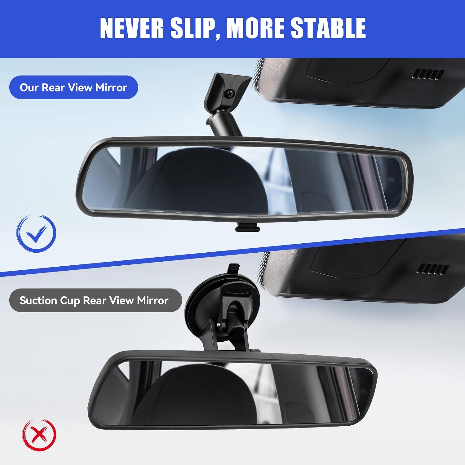 Rear View Mirror,10.7” Universal Rearview Mirror Thickened Anti-glare HD, Compatible with Toyota Honda Civic Accord Nissan Chevrolet Ford F150 Focus Jeep Subaru Hyundai Kia Mazda Buick and More