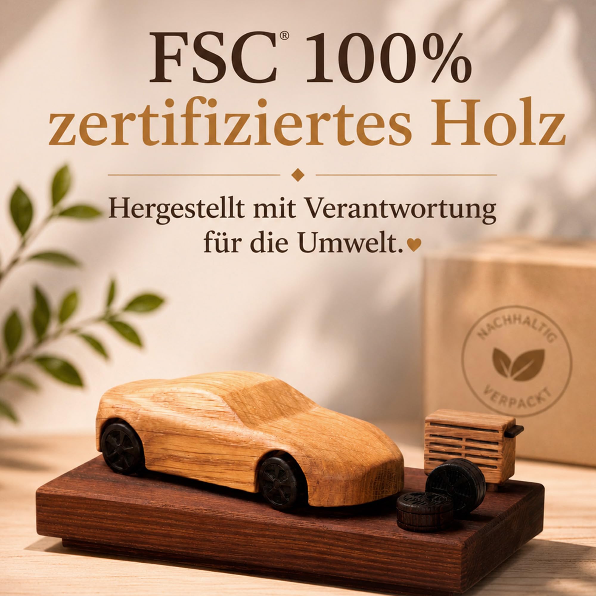 KFZ-Mechaniker Geschenk - Personalisierbare Auto-Figur aus FSC-Massivholz