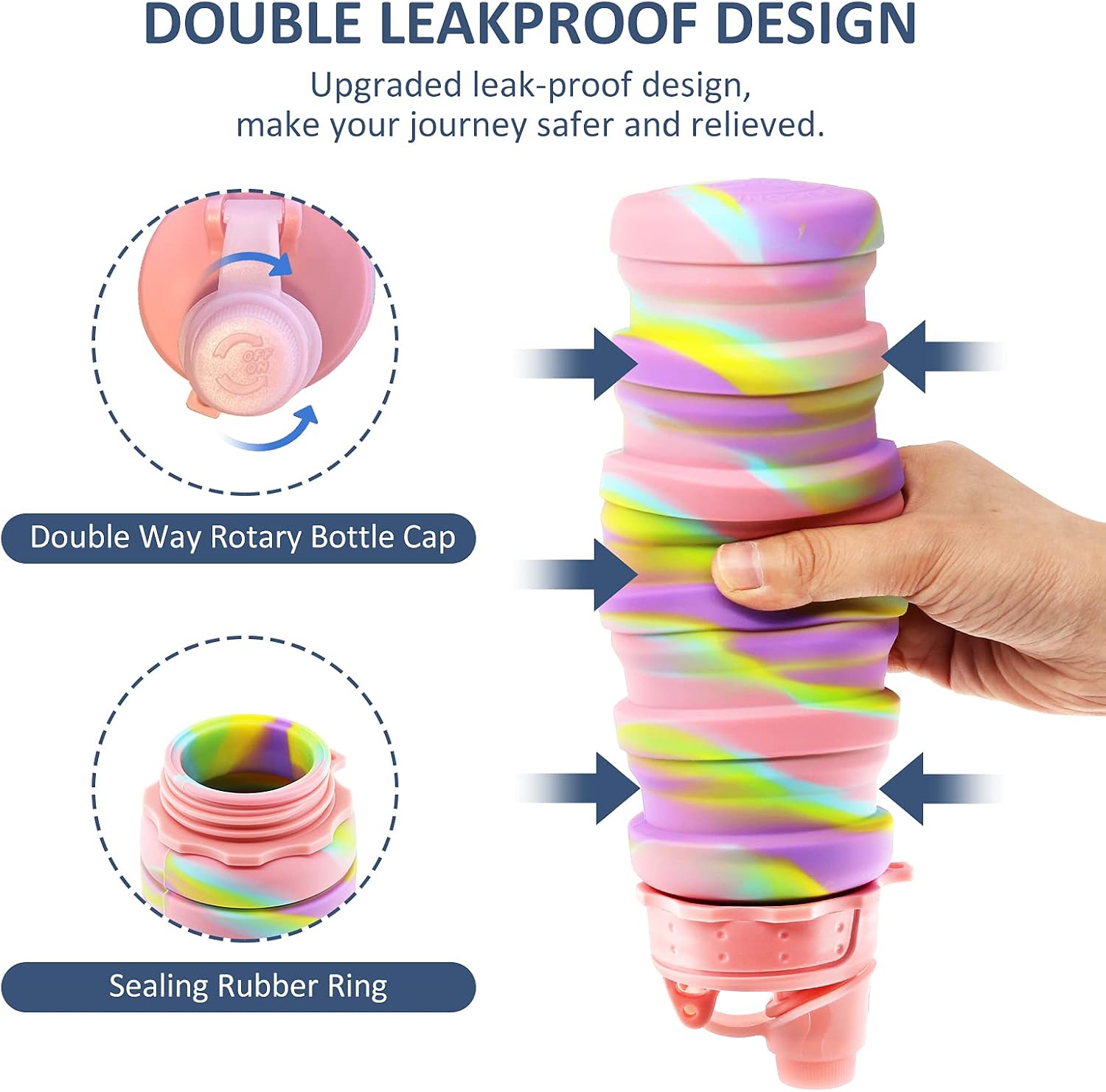 Newthinking Silicone Water Bottle for Kids 500 ml Portable Collapsible Water Bottles - Image 4