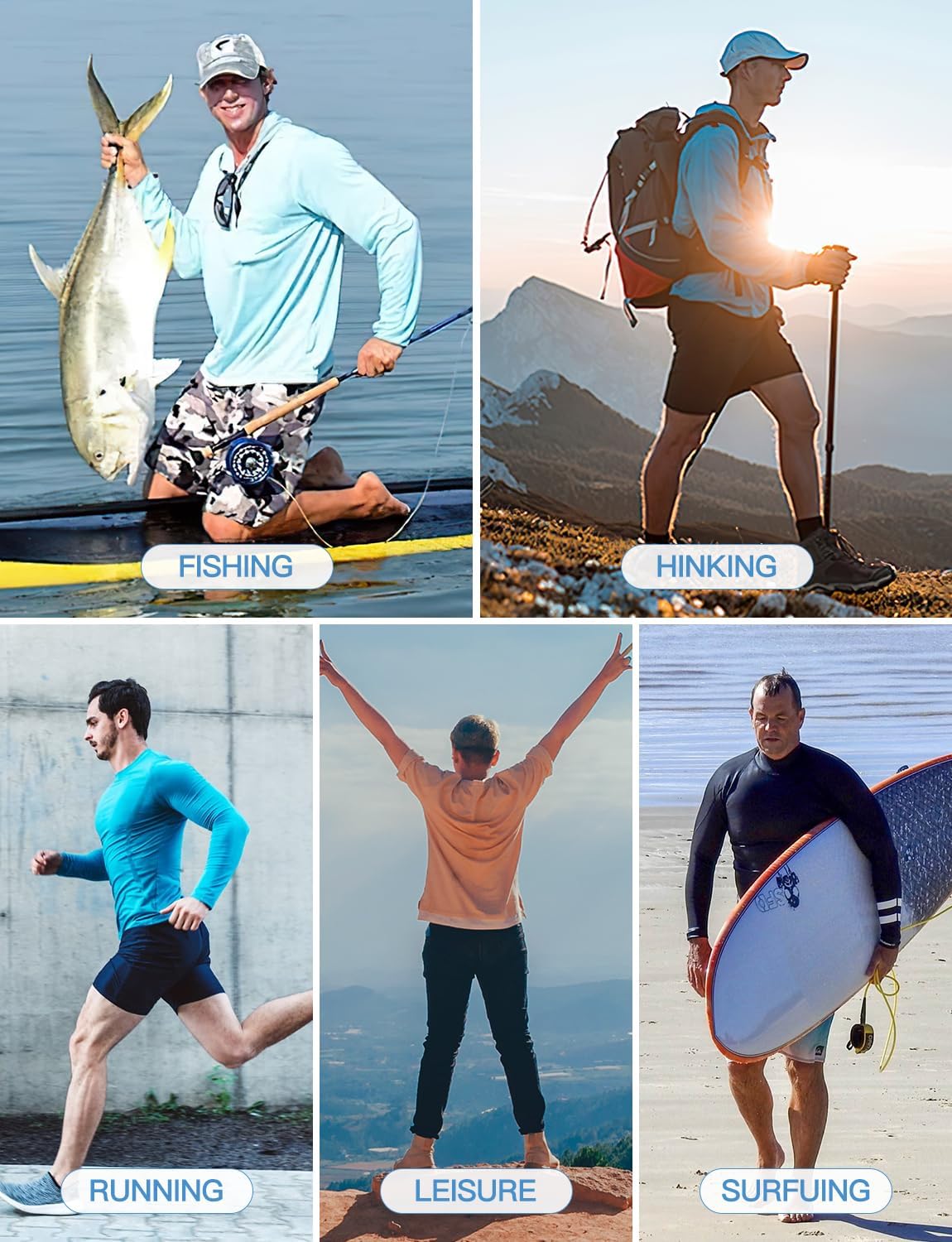 GKVK Men's Rash Guard Shirts SPF UPF 50+ UV Sun Protection Long Sleeve Swim T-Shirts Lightweight Quick Dry Athletic Shirt - Image 6