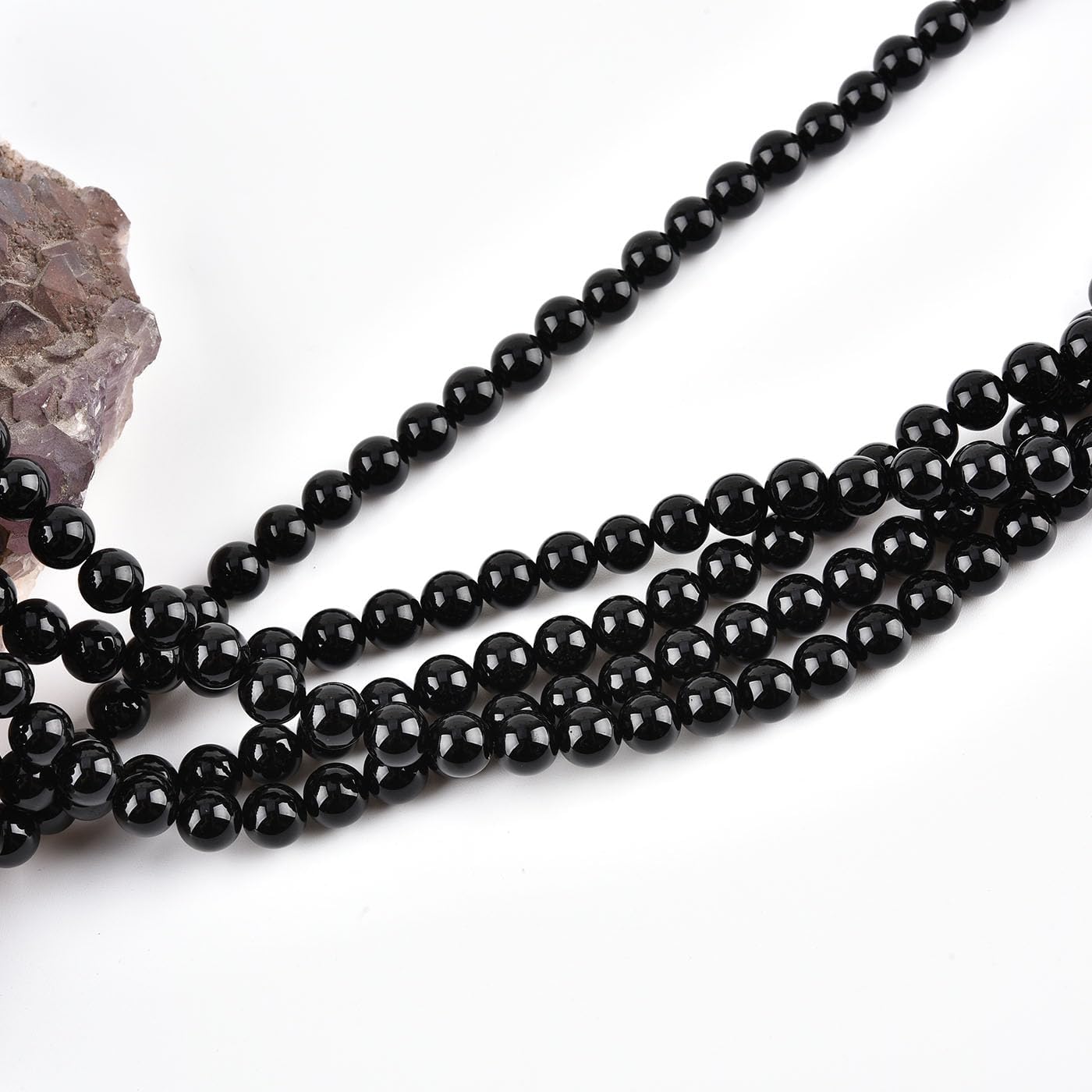 6mm Natural Black Onyx Beads Round Agate Gemstone Loose Beads for Jewelry Making (58-62pcs/strand) A - Image 3