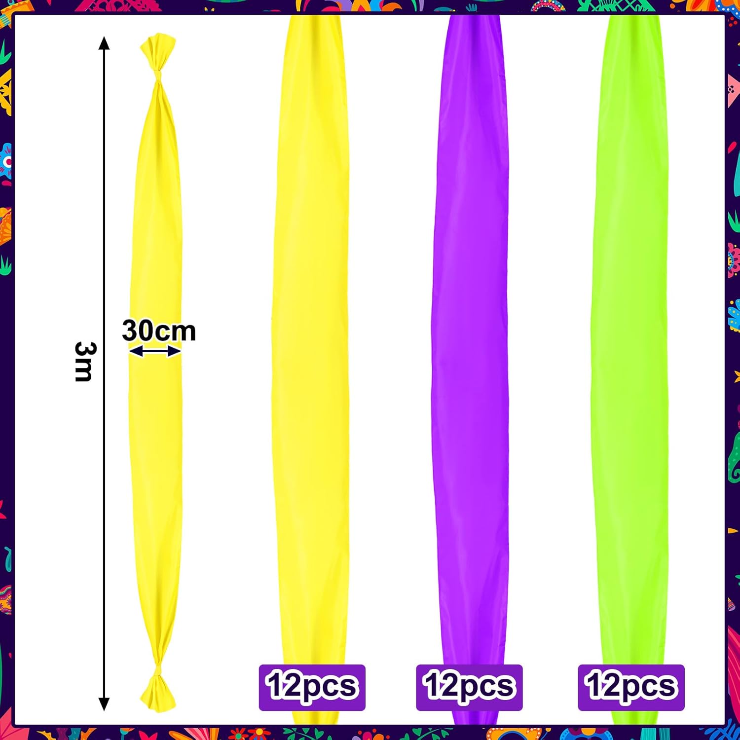 Boao 36 Pieces 9.84 ft Mardi Gras Decoration Set Mardi Gras Fabric Bunting Purple Yellow Green Hanging Decorations Mardigras Banners for Outside Indoor Front Door Masquerade Party
