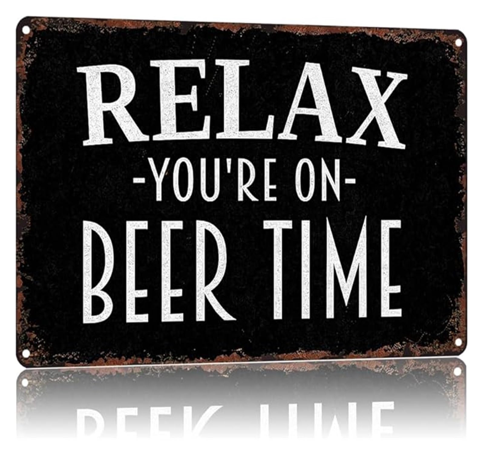 NWPNLXEA Relax Youre On Beer Time Humorous Vintage Metal Sign for Home Bar Decor Man Cave or Pub 8 X 12 in