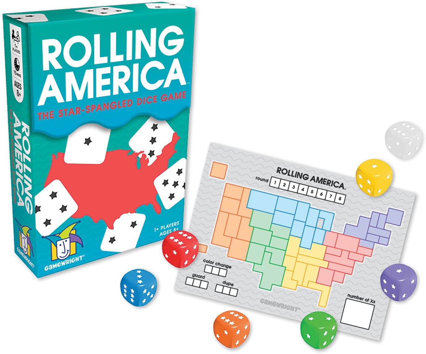 Gamewright Rolling America, The Star Spangled Dice Action Game Multi-colored, 5",96 months to 192 months