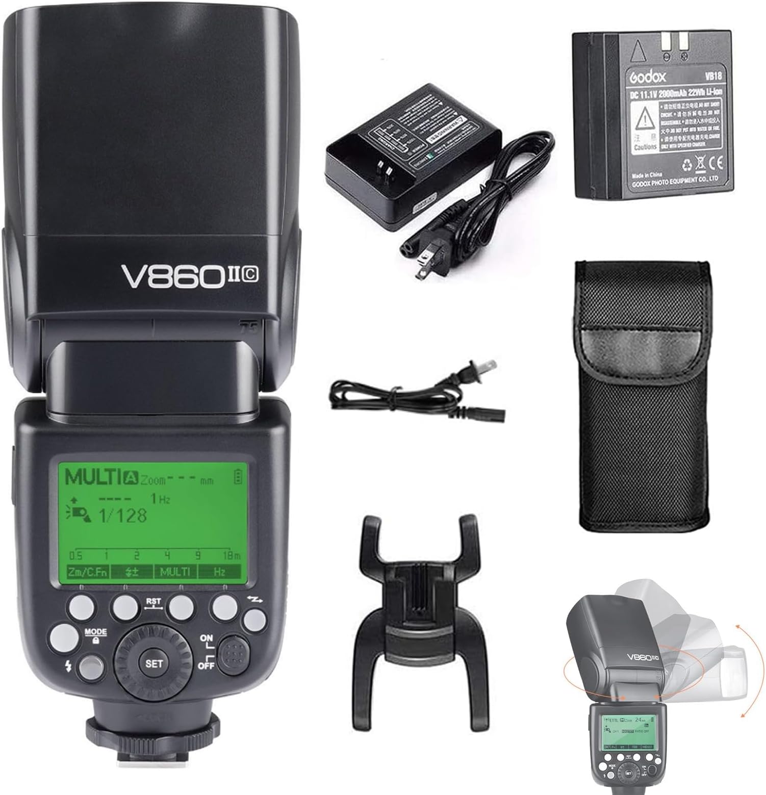 V860II-C Kit E-TTL High-Speed Sync 1/8000s 2.4G GN60 Li-ion Battery 1.5s Recycle Time Camera Flash Speedlite Light for Canon EOS Cameras (V860II-C)