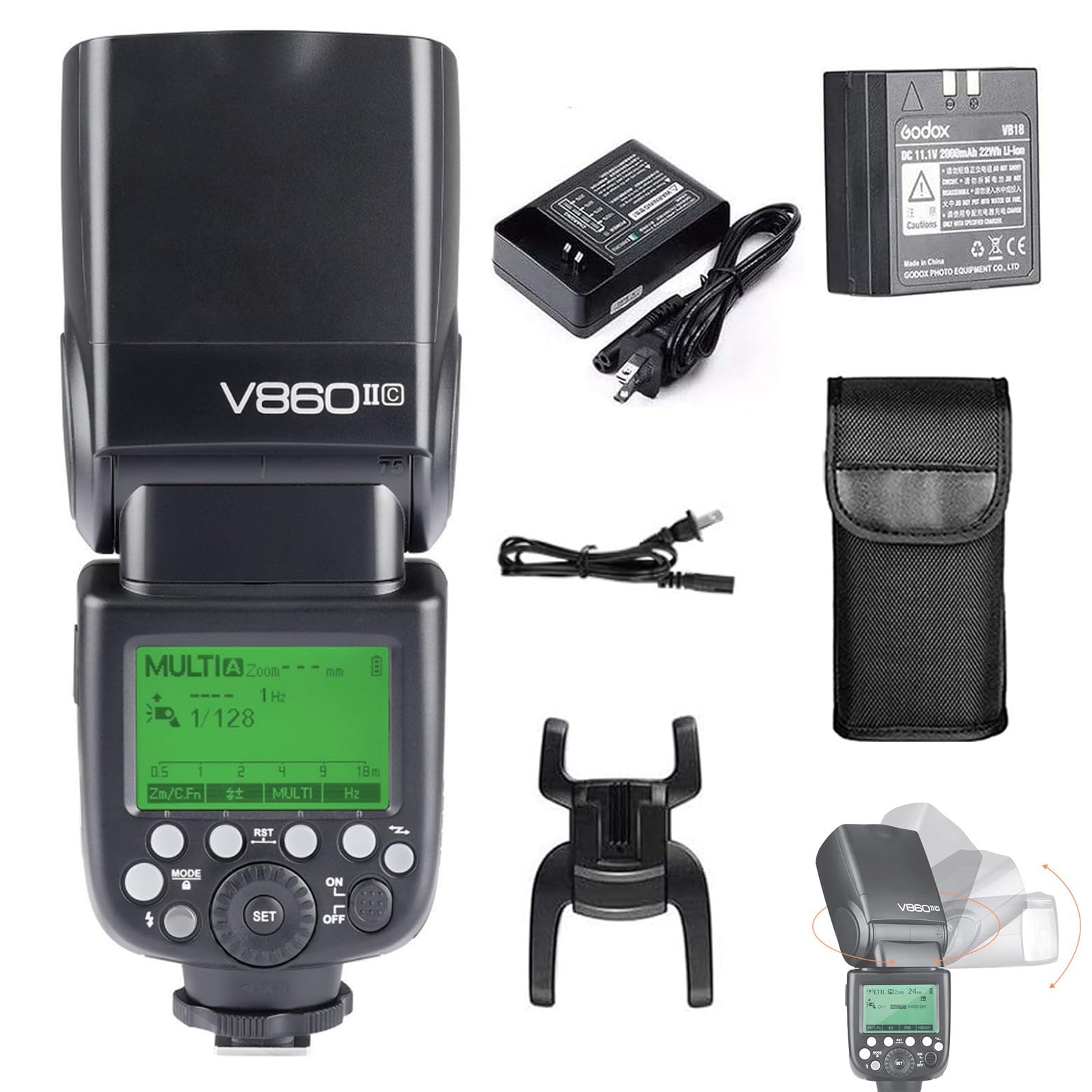 GODOX V860II-C Kit E-TTL High-Speed Sync 1/8000s 2.4G GN60 Li-ion Battery 1.5s Recycle Time Camera Flash Speedlite Light for Canon EOS Cameras (V860II-C)