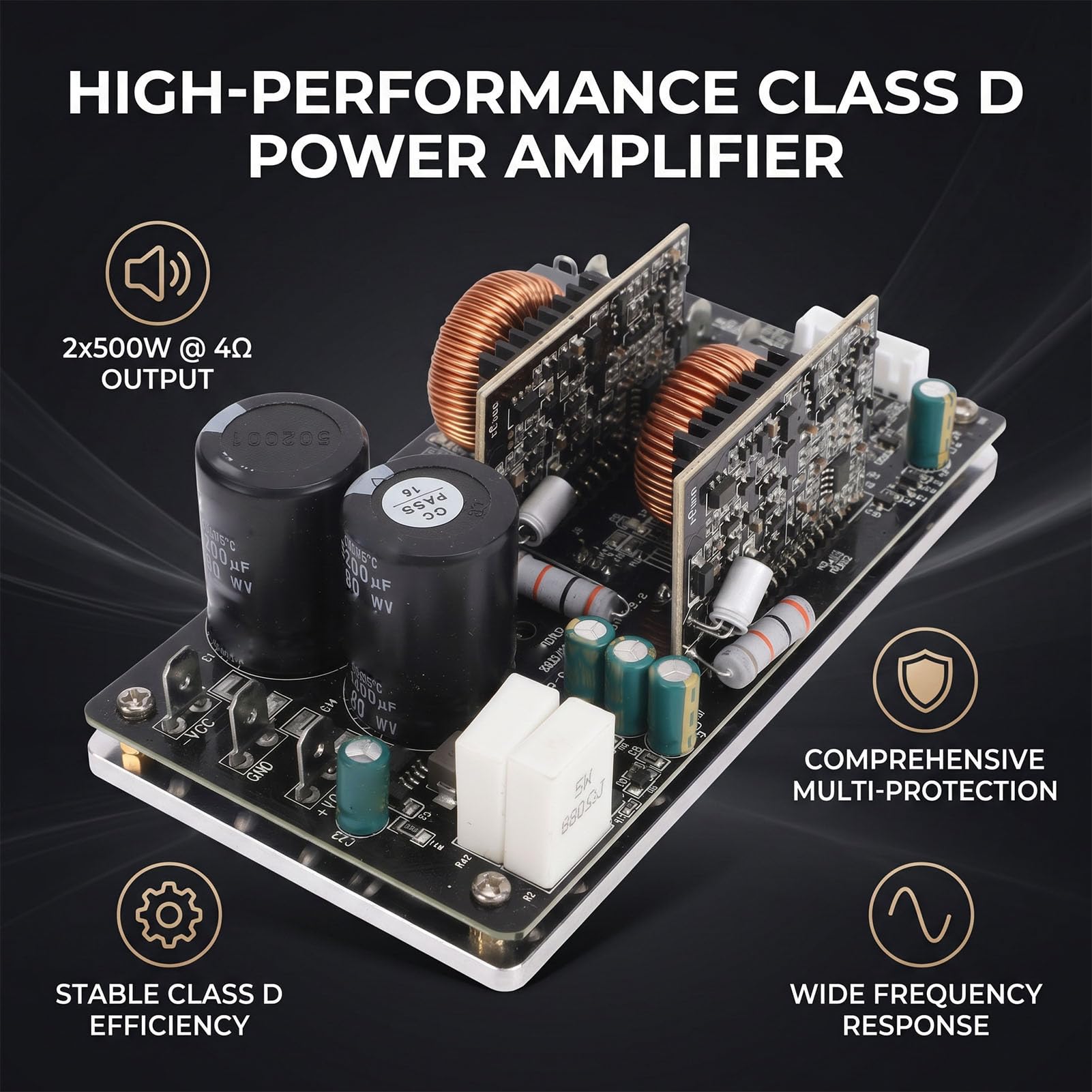 PUSOKEI Scheda Amplificatore Stereo di Classe D |Modulo di Alimentazione Digitale a Doppio Canale Collegabile a Ponte 800W 8Ω
