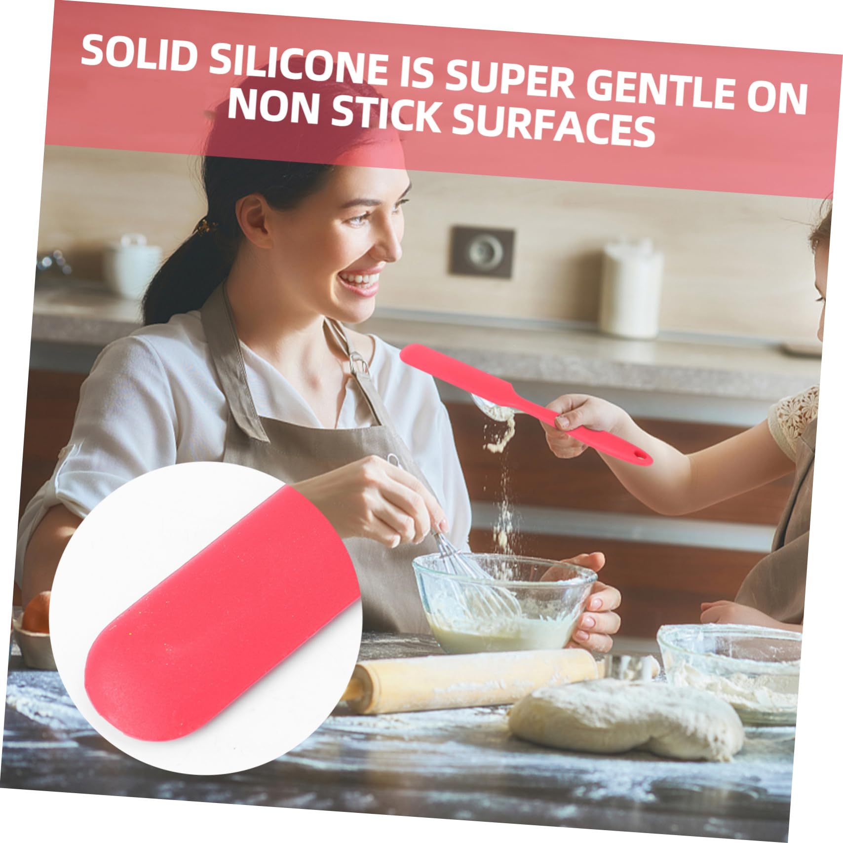 Espátula De Silicona De Mango Resistente Al Calor Para Mezclar Pasteles Raspador De Masa Para Hornear Herramienta De Repostería