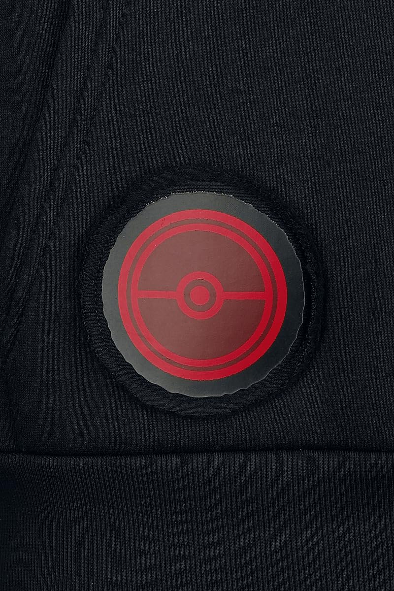 Pokémon Heat Logo - Black on Black Uomo Felpa con Cappuccio Nero 65% Cotone, 35% Poliestere Regular
