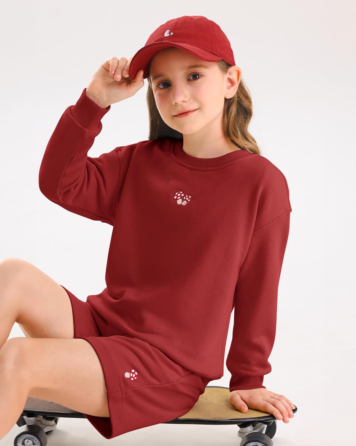 STELLE Girls 3 Piece Outfits Kids Sweatsuit Long Sleeve Sweatshirt Sweatpants and Shorts Matching Set Clothes with Pockets - Image 3