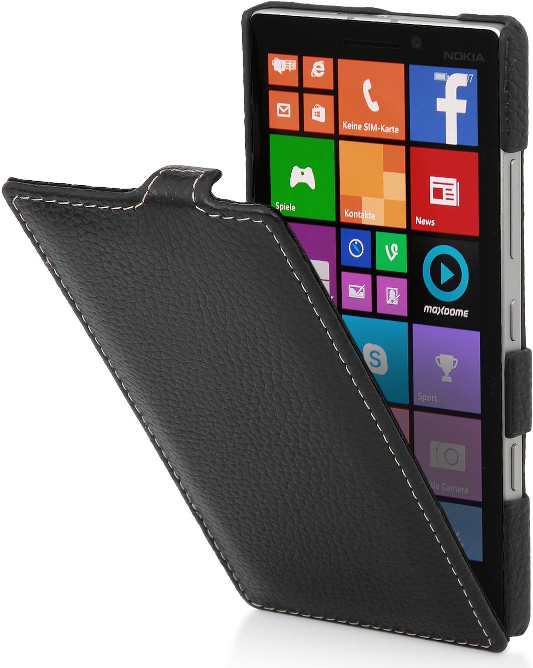 StilGut® Book Type, Leather Case for Nokia Lumia 930 & Lumia Icon (Verizon Wireless), Black Nappa