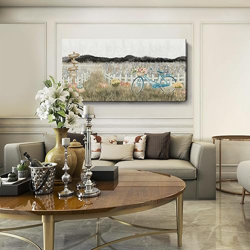 Vista 62 de Lienzo decorativo para pared, baño, estilo bohemio, costero, granja, vaca, montaña, flor, ilustración, obra de arte floral, paisaje rústico de Arte