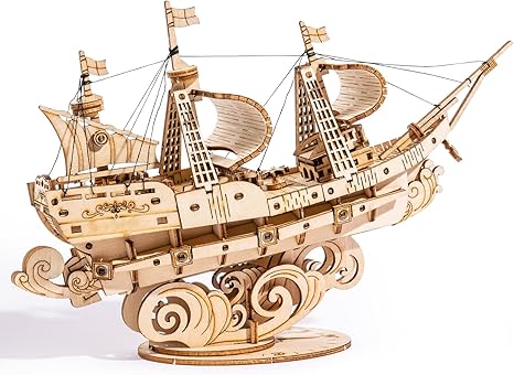 RoWood 3D Wooden Puzzle for Adults, Vintage Wooden Watercraft Model Sailboat Kit to Build, Best Gift Ideas Crafts Kit for Adults - Sailling Ship