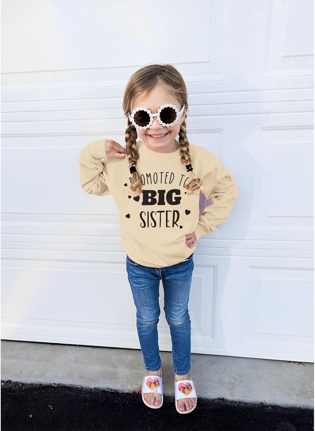MODNTOGA Toddler Girl Big Sis Crewneck Sweatshirt Promoted To Big Sister Graphic Shirt Baby Sister Love Print Pullover Tops - Image 4