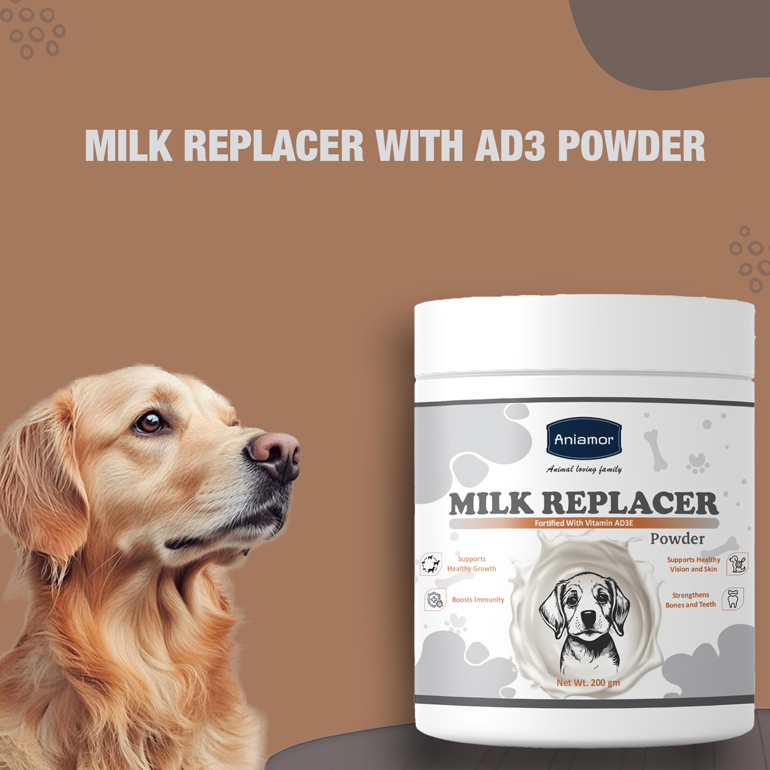Aniamor Milk Replacer with Vitamin AD3E for Dogs|Healthy Vision|Immunity|Pets Supplement|All Life Stage|200gm Jar 4