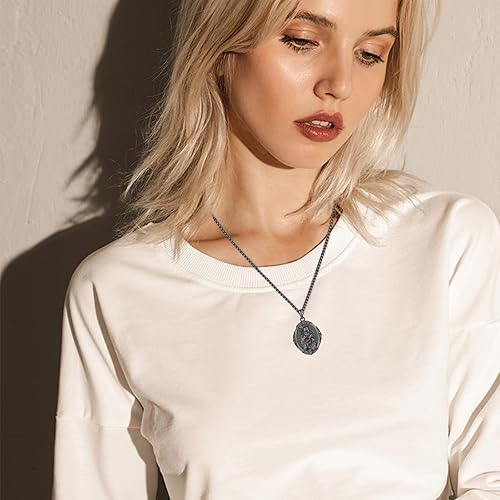 Vista 713 de Collar con colgante de plata de ley 925 con medalla de San Patrón, joyería religiosa para hombres y mujeres, con cadena de acero inoxidable 316L