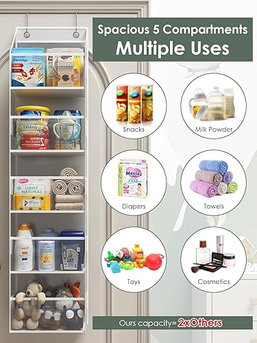 Miniatura 4 de Organizador colgante de almacenamiento de 5 niveles, organizador de despensa colgante transparente, organizador de puerta de gran capacidad para