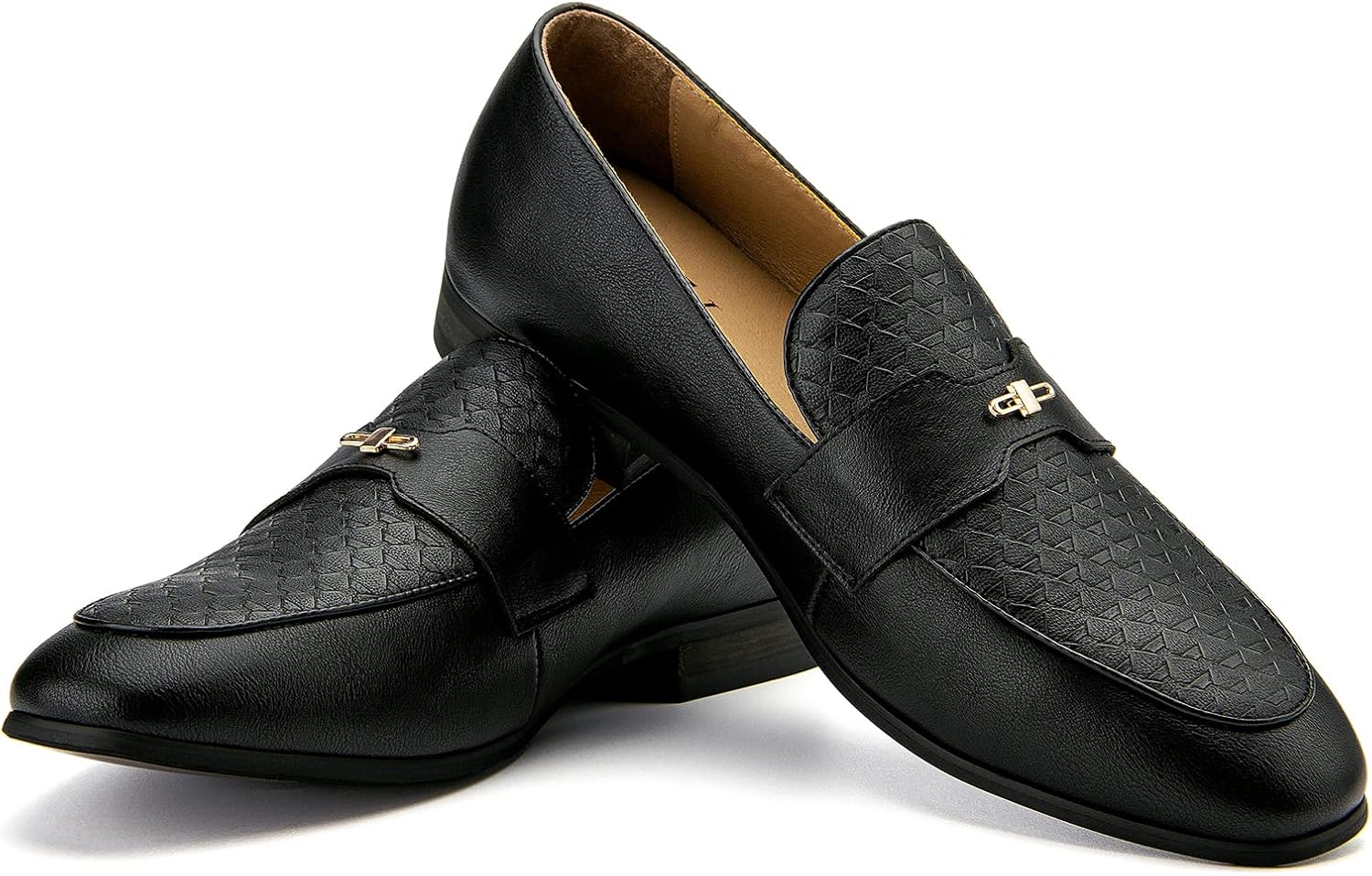 JITAI Mens Shoes - Casual Leather and Suede Penny Loafers for Men, Comfortable Low-Heels, Slip-On Dress Shoes for Wedding, Business, and Formal Events in Black or Brown