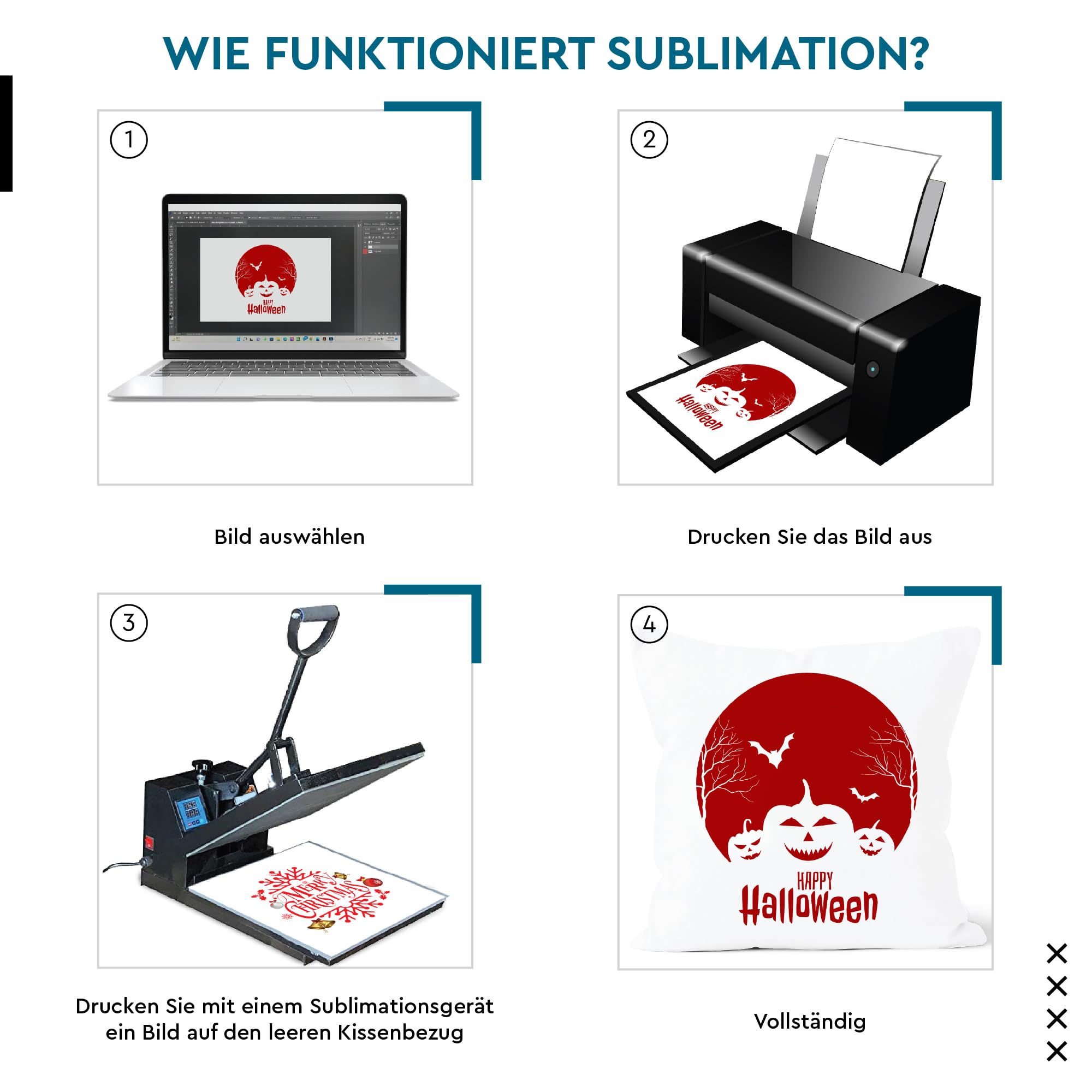Encasa XO Sublimation Kissenbezug, ohne Füllung 40x40 cm White