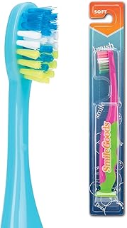 SmileGoods Y252 Child Toothbrush, 25 Tuft, Soft Bristle, with Contoured Grip & Suction Cup Base, 72 Individually Packaged Premium Toothbrushes, Assorted Colors Bulk Pack