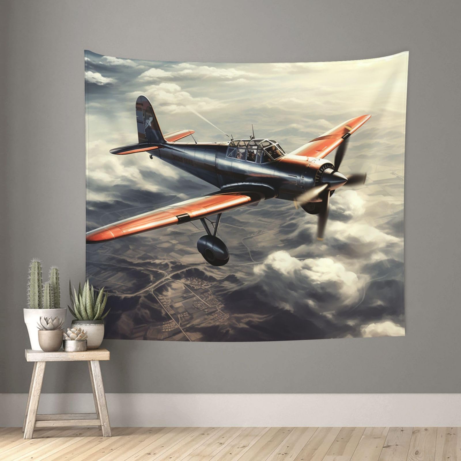 FodPand Retro Airplane Tapestry for Bedroom Aesthetic, Wall Hanging Tapestries Art Decor Backdrop Wall Tapestry for Dorm Living Room Funny Poster Party Banner Background 51" X 60"