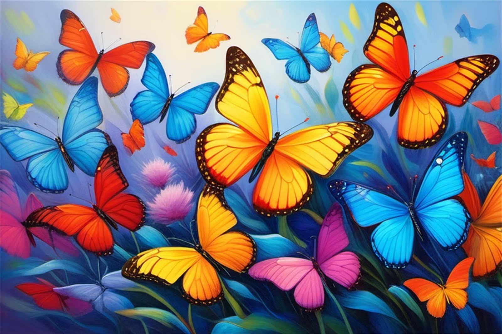Peinture Diamant 5D contre le stress, grand kit complet broderie papillon 90x120cm