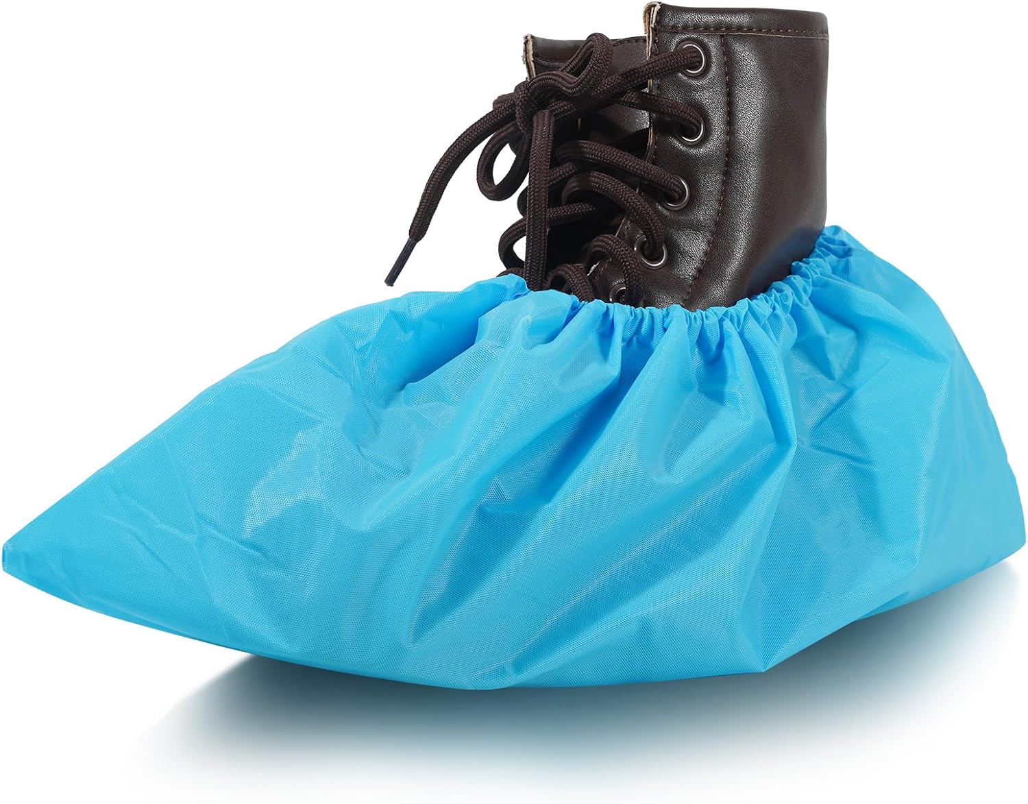 Yeios 100 Pack Waterproof Disposable Shoe Covers CPE Non Slip for Rain Mud | Waterproof, Slip Resistant Texture, 0.39 oz Heavy Duty Tear Resistant, Easy to Slip On, Keeps Shoes Dry, For Indoor Outdoor