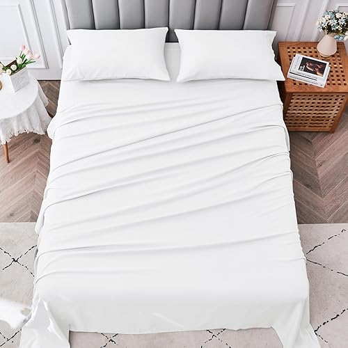 QUINEEHOM E - Juego de sábanas tamaño matrimonial, 4 piezas, sábanas refrescantes suaves y transpirables de microfibra cepillada, resistente a la