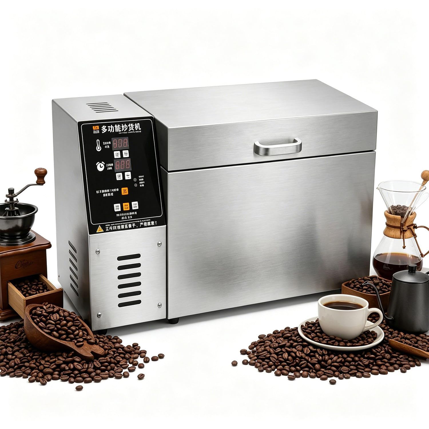 Coffee Roaster, 1500/2200w Coffee Bean Roasting Machine, Stainless Steel, With 2.5/5kg Roasting Drum and LED Control Panel, 360° Rotation, 30-300℃ Adjustable, Stir-Fried Whole Grains type10