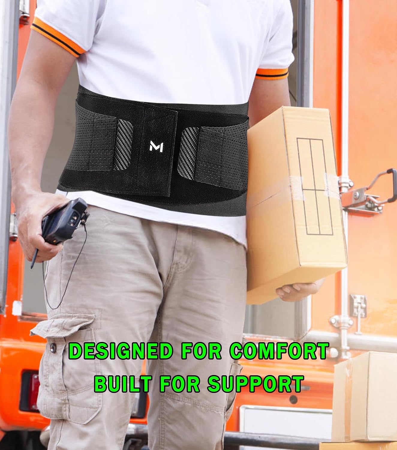 Back Brace for Lower Back Pain Relief with 8 Stays for Women and Men, Adjustable Lumbar Support Belt for Sciatica, Herniated Disc, Back Support for Work, Sports, Fitness (Large)