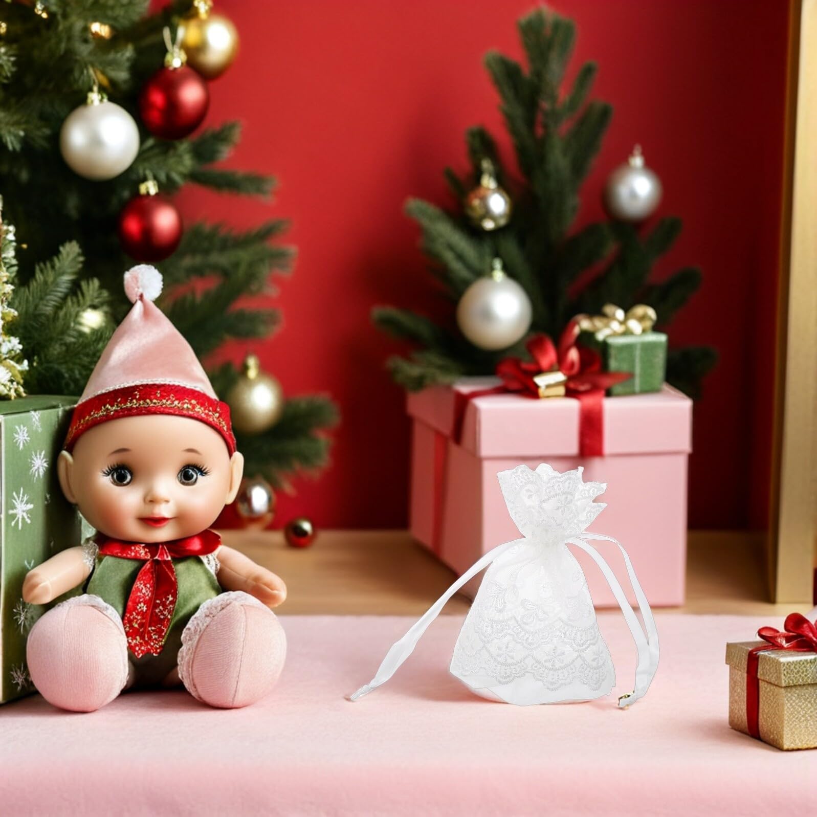 PRETYZOOM 25 Stück Teiliges Weißes Organza Netzbeutel mit Zugband Atmungsaktive Schmuckbeutel und Geschenkverpackung für Hochzeit Party Weihnachten Vielseitige Aufbewahrung für Halsketten
