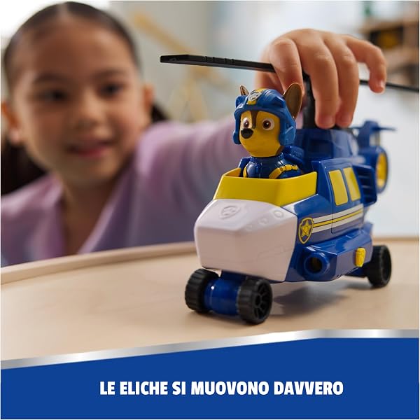 Paw Patrol Air Rescue, Elicottero della Polizia con personaggio Chase da collezione, veicolo di soccorso con lanciatore e 2 proiettili, giocattoli per bambini e bambine dai 3 anni in su - 3