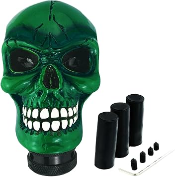 Abfer Skull Shift Knob Car Gear Shifer Knobs Unique Stick Shifting Handle Replacement for Most Automatic Manual Vehicles, Green