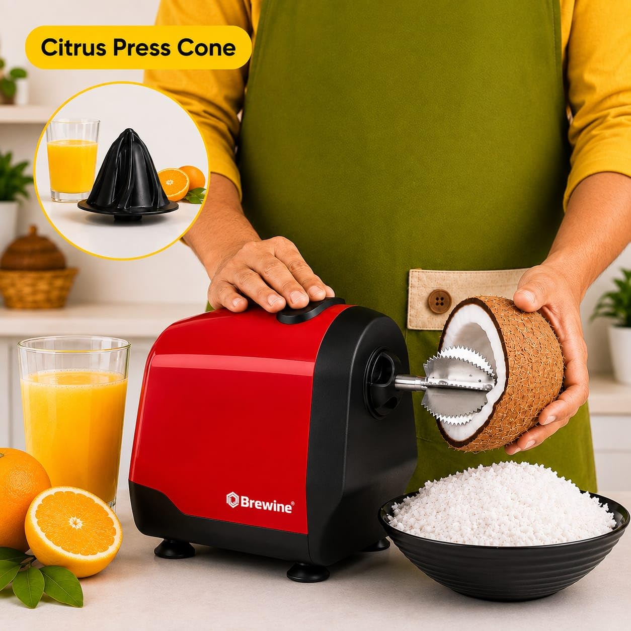 Brewine 2-in-1 Coconut Scraper & Citrus Juicer -8 Brewine 2-in-1 Coconut Scraper & Citrus Juicer -8
