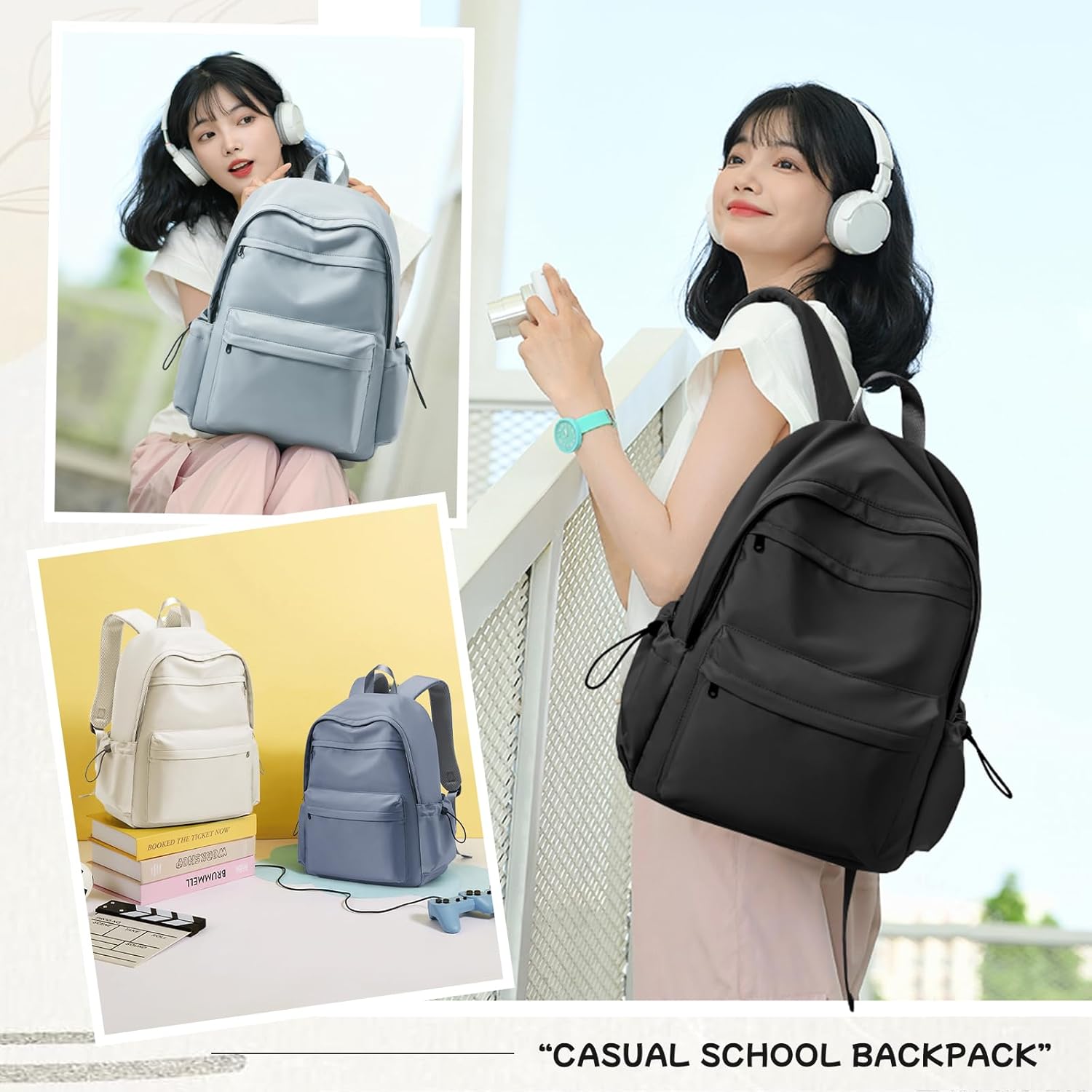 VECAVE School Backpack College High School Bags backpack for Boys Girls Teens Waterproof Bookbag Casual Lightweight Travel Rucksack Daypack Backpacks for Men Women Black - Image 7