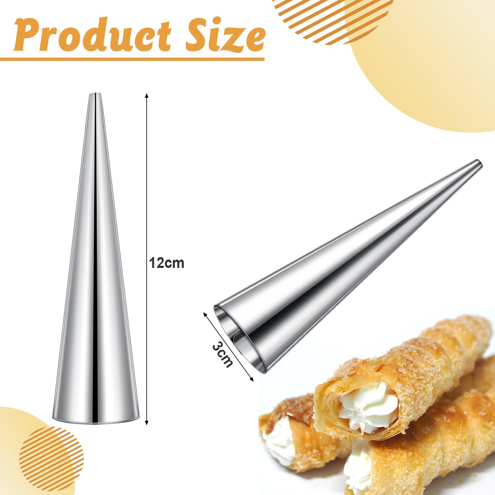 JasCherry 10 Pcs Moule Croissant À Vis en Acier Inoxydable, Moule À Pâtisserie en Rouleau De Crème Moule De Cuisson en Forme De Cône pour Croissant De Tubes De Cannoli