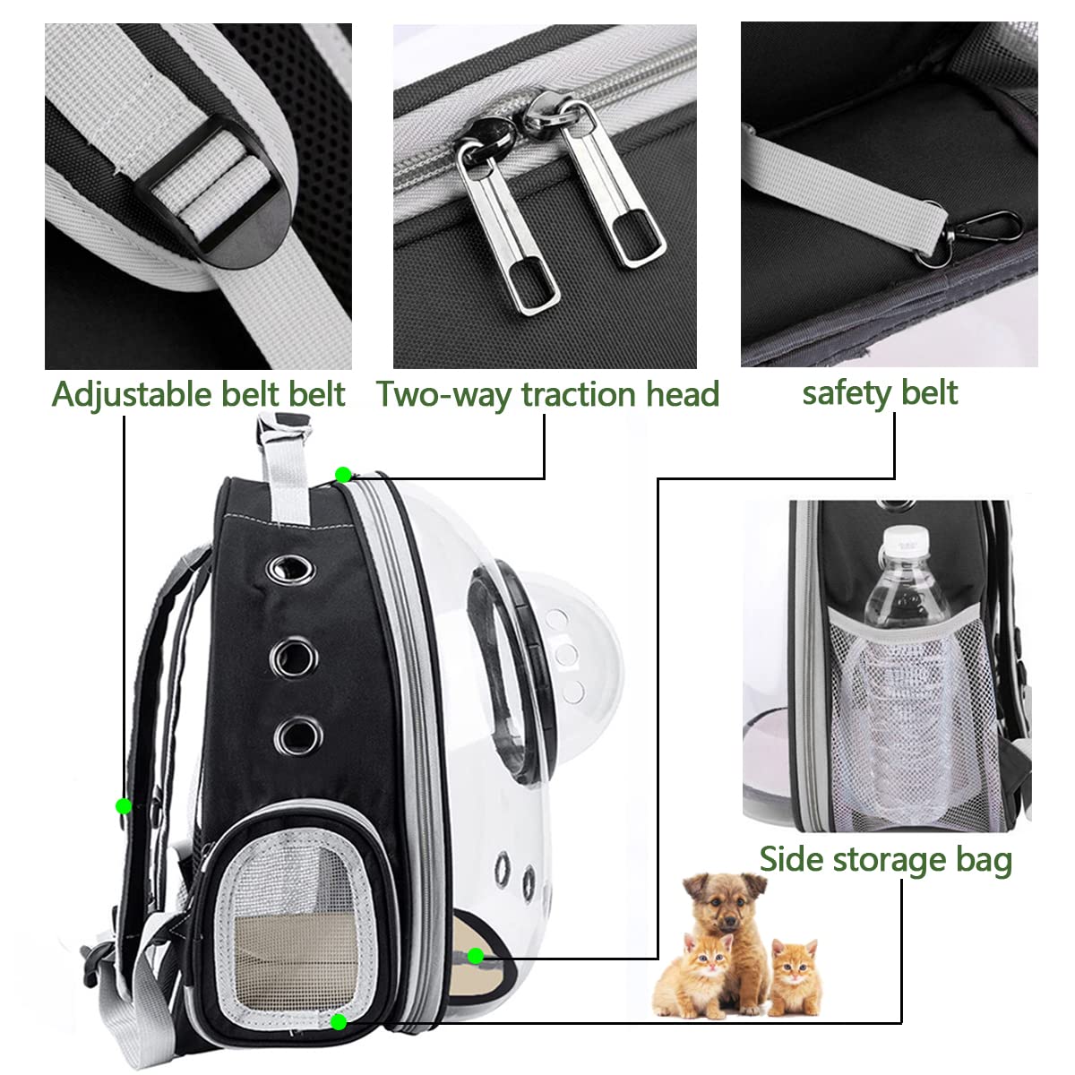 LANMOU Katzenrucksack bis 12kg Raumkapsel Haustier Rucksack Belüften Großer Tragbare Hunderucksack Katzenrucksack mit Vornes Transparentes Fenster und Innerer Sicherheitsleine