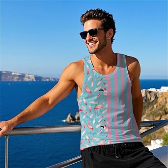 Cool Skull Mens Beach Tank Tops Novelty Graphic Quick Dry Sleeveless Shirt for Beach Workout S-4XL