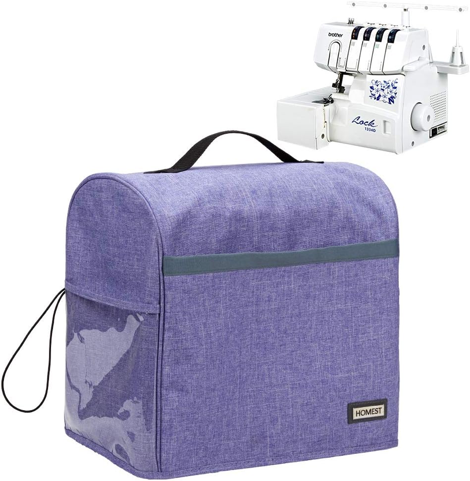 HOMEST Serger Sewing Machine Dust Cover with Storage Pockets, Compatible with Most Standard Singer and Brother Overlocker Machines, Purple
