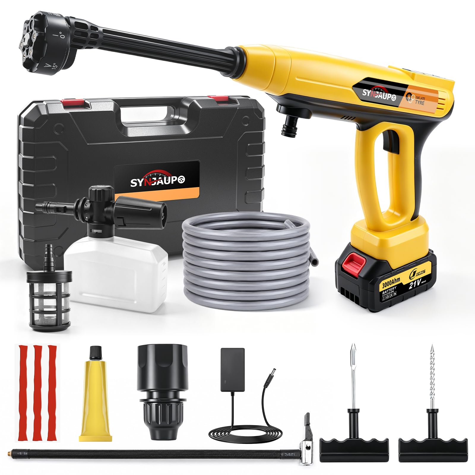 Idropulitrice a Batteria 21V con funzione di Gonfiaggio Pneumatici, 360 L/h